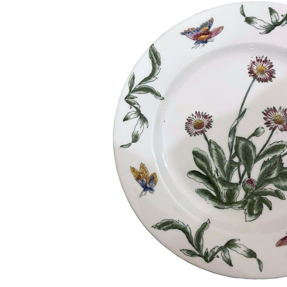 ORIENTAL ACCENT 10.5" Hand Painted Raised Daisies Butterflies Decorative Plate - Picture 8 of 15